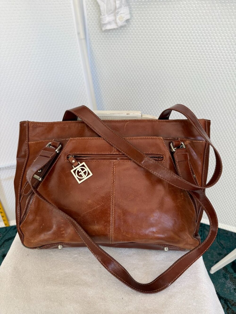 GIANI BERNINI BROWN LEATHER TOTE
